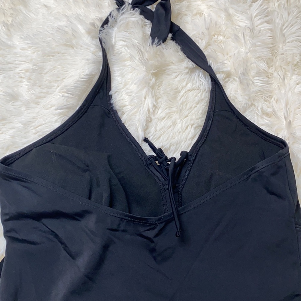 Islander Black One Piece Halter Tie Bathing Swimsuit Size 12 - Picture 6 of 9